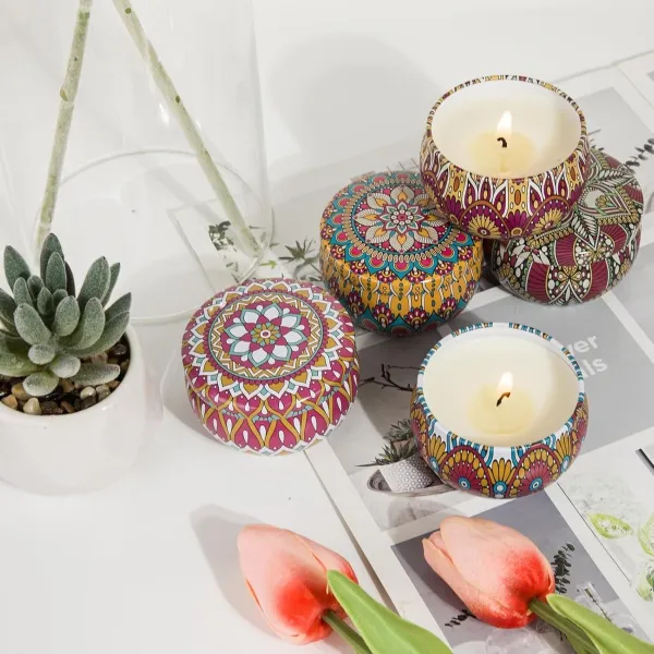 Flower Decor Scented Candle Jar 